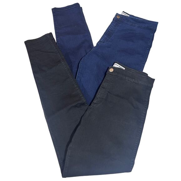 American Apparel The Easy Jeans L High Waisted Super Skinny Black/Blue Stretchy - Picture 1 of 8